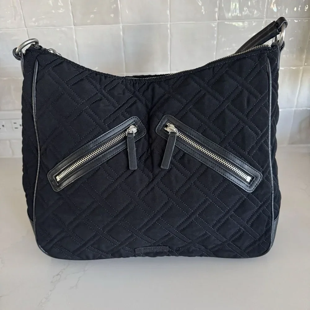 Vera Bradley Vivian Hobo Bag‎ Quilted Black Purse